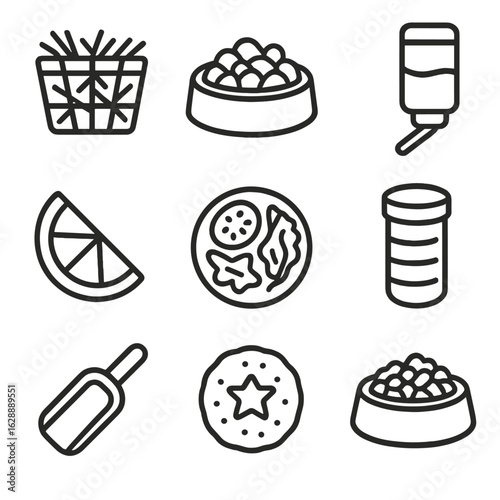Bottle icons rack bowl food pet vector tube chew icon veggie feeding
