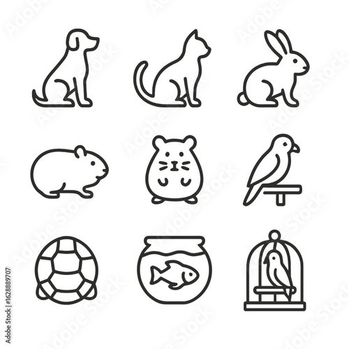 Icons icon silhouette rabbit shell hamster shelter turtle animal cat cage parrot