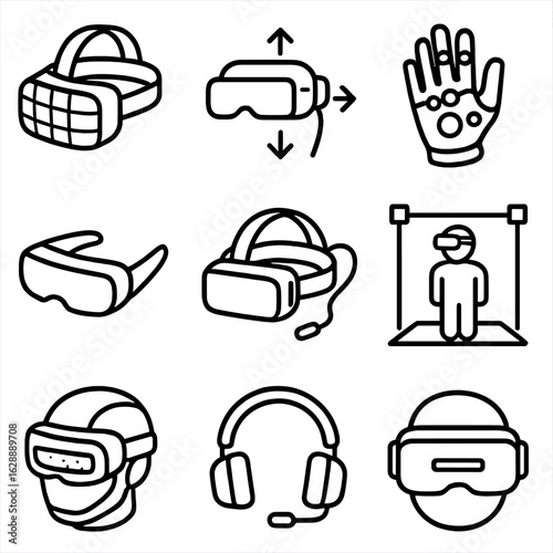 Arrows icon vector headset visor animated fitness gaming vr gear icons haptic