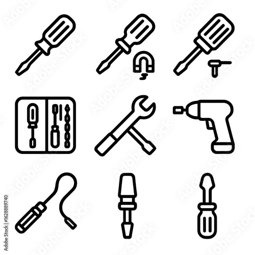 Feature insulated icon vector grid casing screwdriver case tool magnetic plastic icons