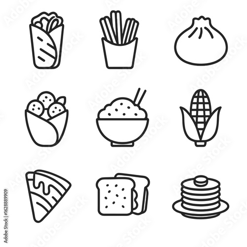 Icon corn food vector rice cob crepe falafel wrap bowl street mini