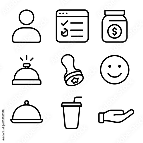 Bell service customer vector loyalty stamp icons icon face handoff window happy