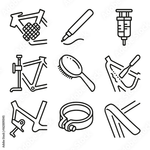 Alignment protector icon pen buffer frame dropout bike vector repair patch scratch
