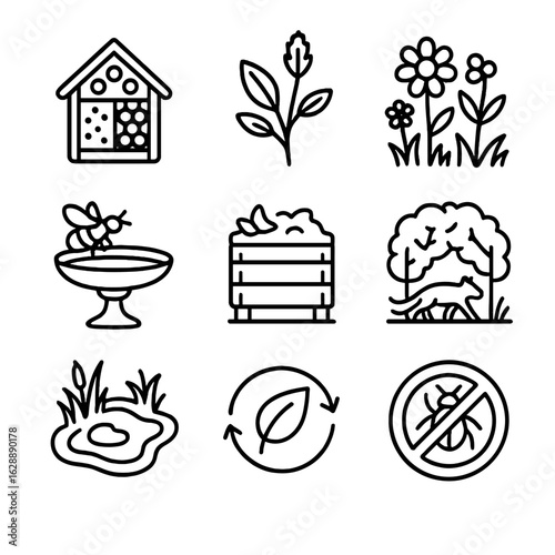 Plant pond garden conservation bath icon native patch wildlife liner pesticide vector