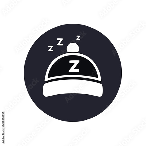 Sleeping Hat and Zzz Letters Icon on Dark Background, Sleep Concept Illustration
