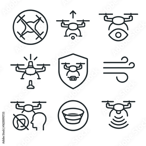 Beacon vector drone condition sign icon airspace fly insurance privacy safety icons