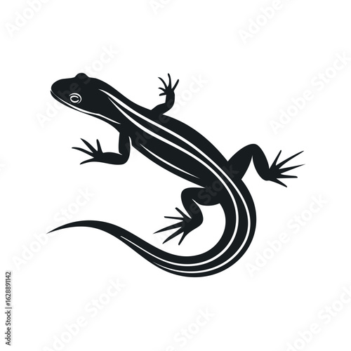 Stylized lizard graphic silhouette. Exotic wildlife animal crawling vector design. Reptile icon illustration element.