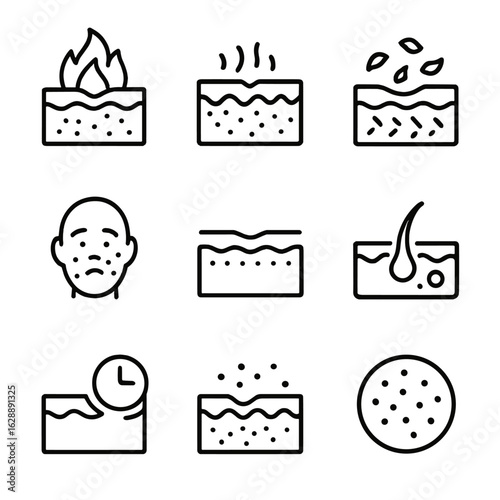 Allergic symbol delay icon problem reaction irritated zone vector icons blurry loss
