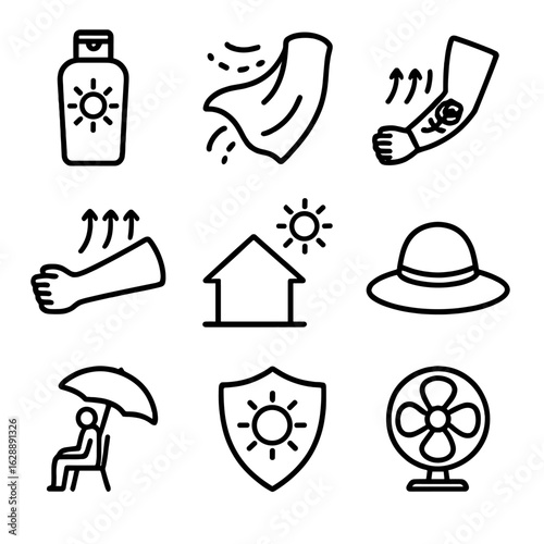 Protection breathable fabric arm icons vector umbrella shaded tattoo loose icon sleeve
