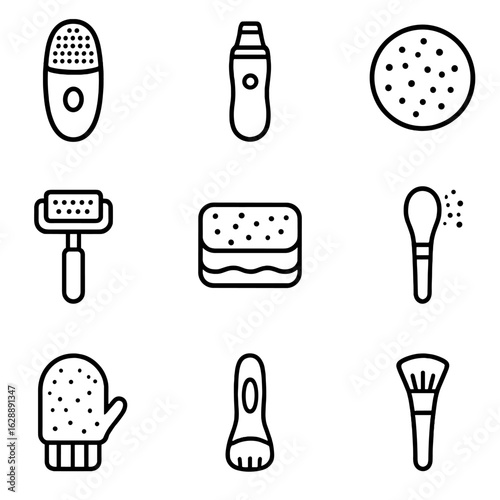 Face nose vector exfoliating tool icon textured roller scrubber mitt tools