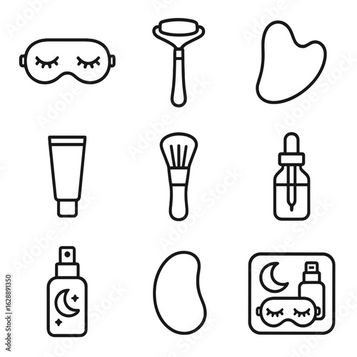 Cooling overnight icons care nighttime calming icon mist vector skincare eye tool