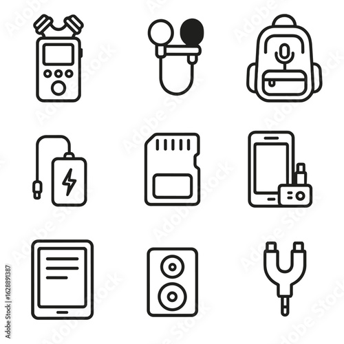 Icon slot audio tablet speaker mobile recording icons vector handheld field portable