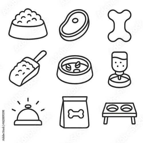 Vector eating mealtime food meal feeder icon dog scoop treat bag icons