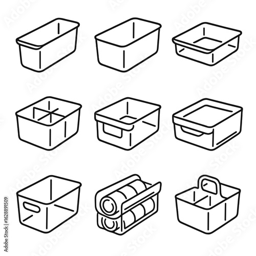 Can labeled caddy stackable partitioned vector tray fridge modular icons icon drawer