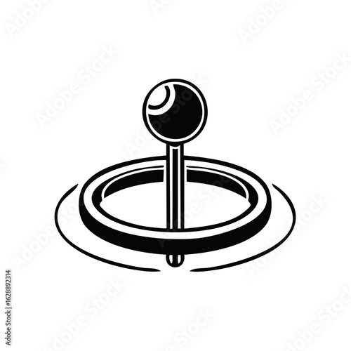 Abstract plumb bob silhouette with gravitational field lines black and white drawing.