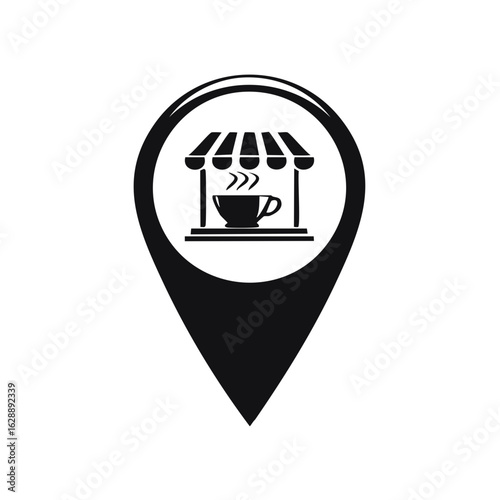 Coffee shop location marker icon symbol, navigation for business concept
