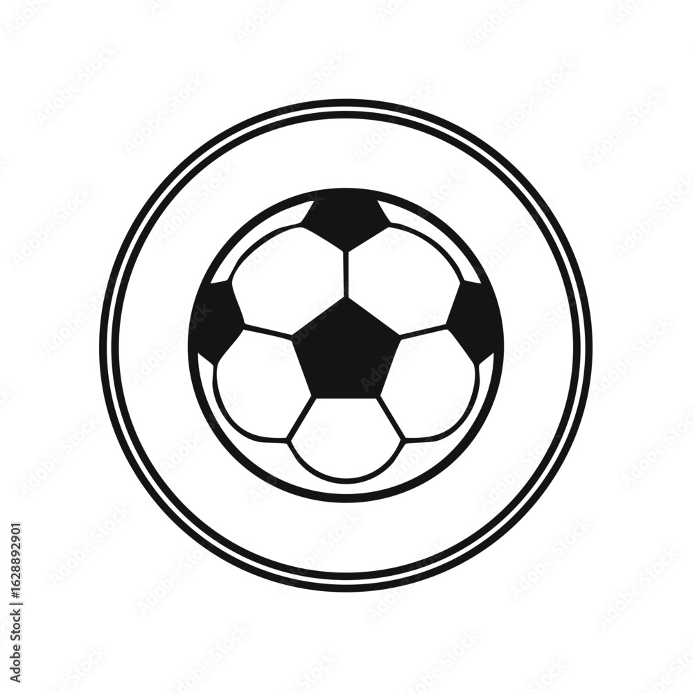 Obraz premium Soccer Ball Emblem Simple Black and White Round Icon