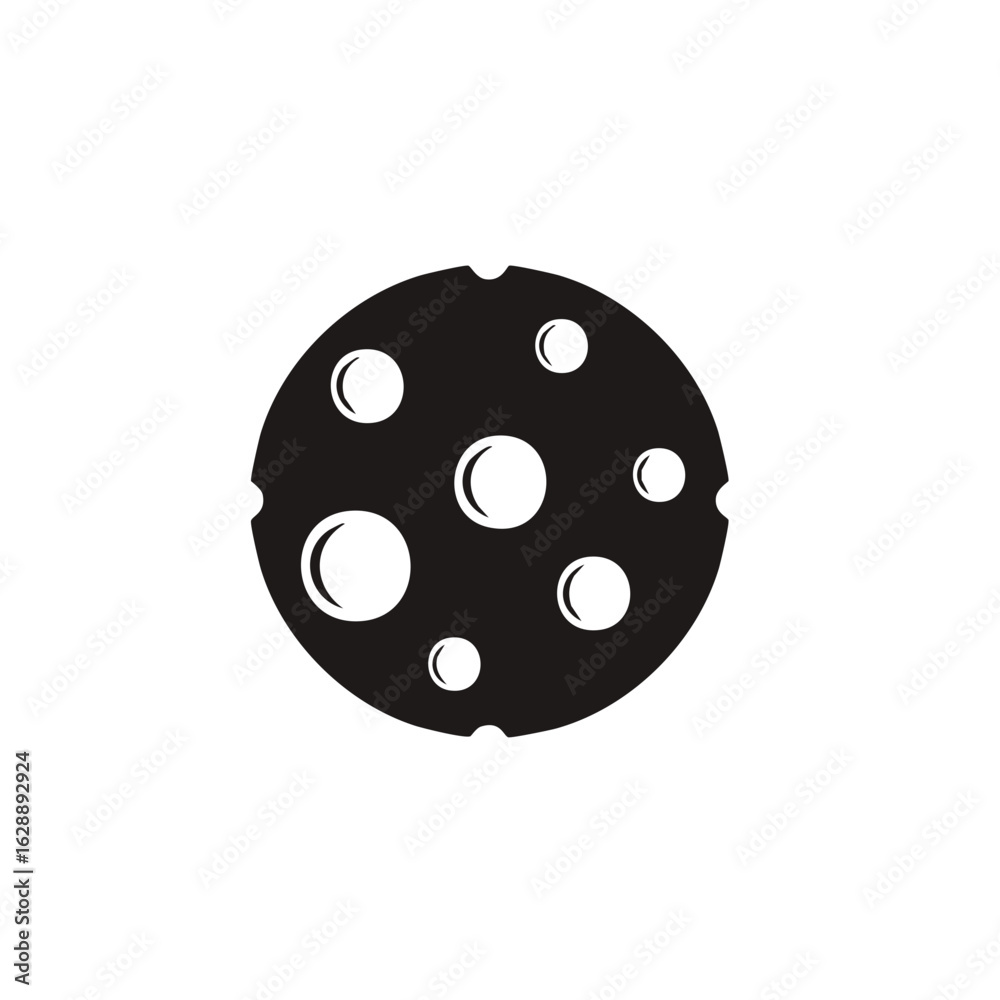 Fototapeta premium Moon Surface Black And White Vector Illustration With Lunar Craters