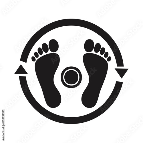 Foot Prints Rotation Symbol Isolated on White Background Health Awareness Design
