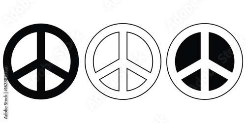 Vector illustration of peace mark. Peace symbol vector icon set on white background.
