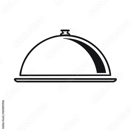 Restaurant food cloche serving dome on tray icon elegant dining service concept
