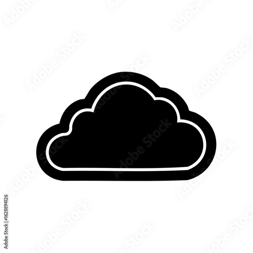 Black cloud icon, simple glyph symbol for weather forecast and data computing.