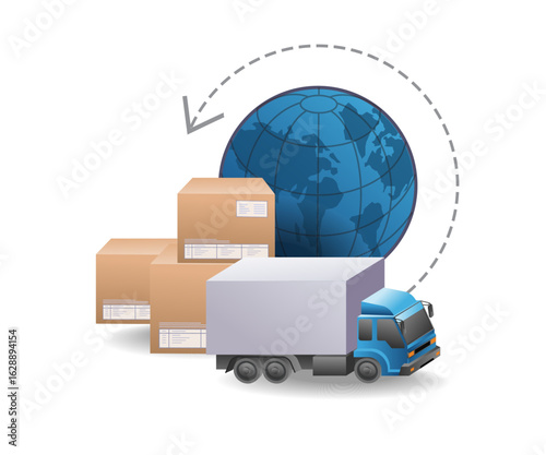 Box car delivering goods packages.eps