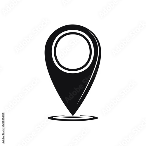 Location Pointer Black and White Simple Icon Graphic Design Mapping Navigation Element
