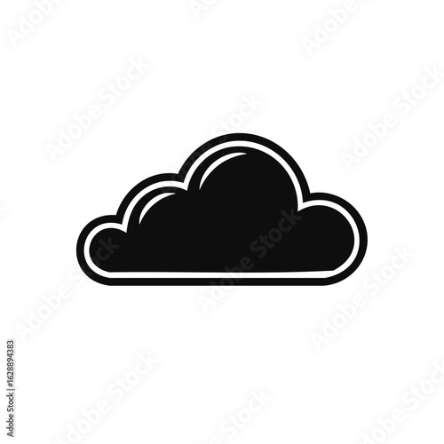 Simple black cloud icon with a white outline a minimal graphic symbol for weather and cloud computing