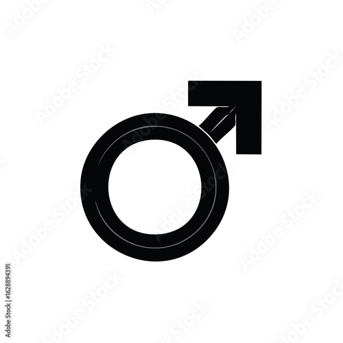 Male Symbol Icon Black Shape on White Background Gender Sign Illustration