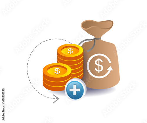 Always increase the amount of money in the sack.eps