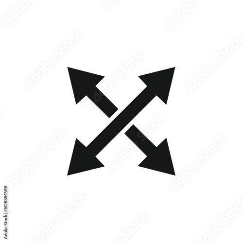 Crossed four-way arrows icon for expanding and resizing. Full screen and maximize symbol.