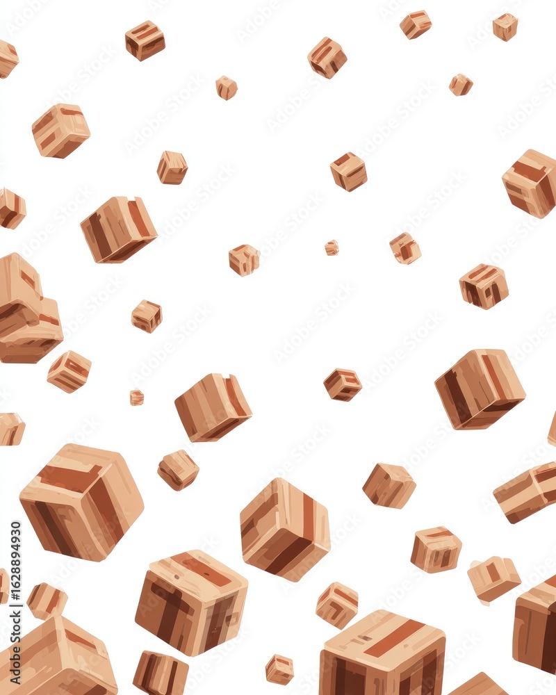 Fototapeta premium Light brown cardboard boxes falling