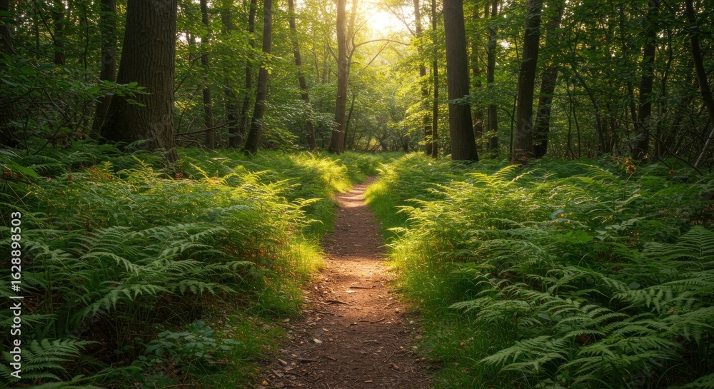 Obraz premium Sunlight path through ferns