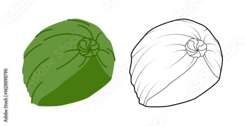 Beach Turban Headscarf Headband Summer Head Fashion accessory clothing technical illustration. Vector headgear for Men, women, unisex style, flat template CAD mockup sketch outline isolated