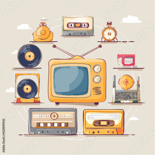 set of retro tv icons