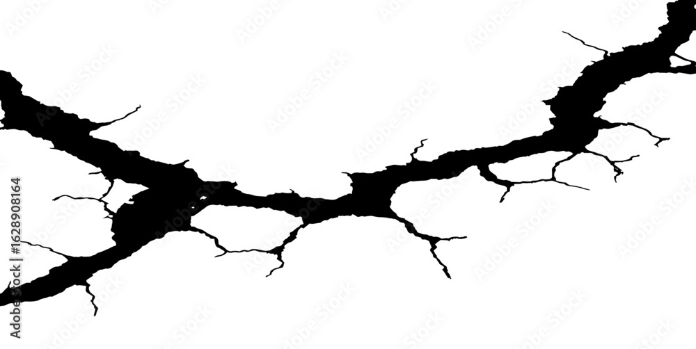 Obraz premium Black cracks pattern isolated on white. Vector illustration background layout. Cracked texture.