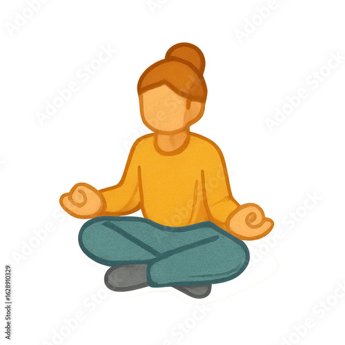 Isometric 3D illustration of a person meditating, mindfulness icon with transparent background, ideal for wellness, yoga, relaxation, and health projects.