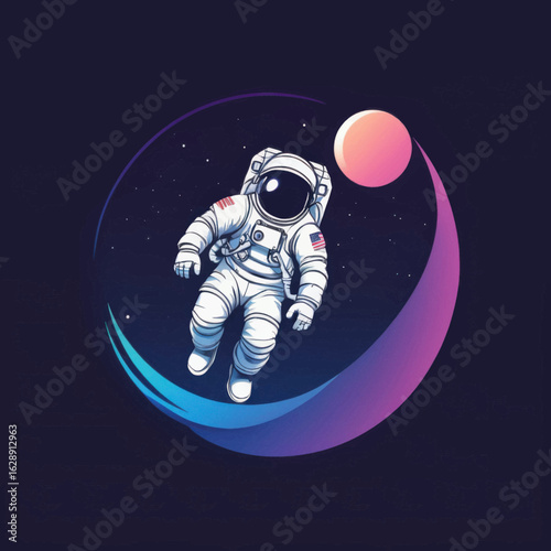 Astronaut in Space with Abstract Cosmic Background