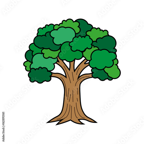 Lush green tree icon. Nature plant vector. Thick leaves illustration. Natural forest symbol.