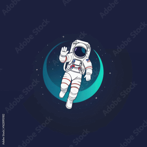 Astronaut in Space Suit Floating in Cosmic Void