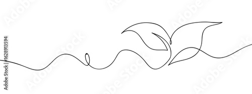 Continuous vector line drawing of tree sapling, transparent background, energy conservation, stroke correction.
