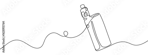 Continuous vector line of electronic cigarette, transparent background, stroke editable.