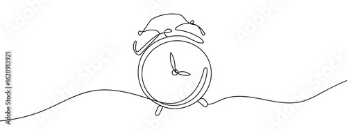 Black retro alarm clock vector illustration for morning wake up time