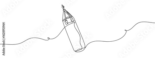 Continuous vector line of punching bag, transparent background, sports illustration, boxing, editable stroke.