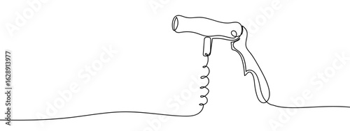 Continuous vector line of wine opener, transparent background, drink, food, editable stroke.