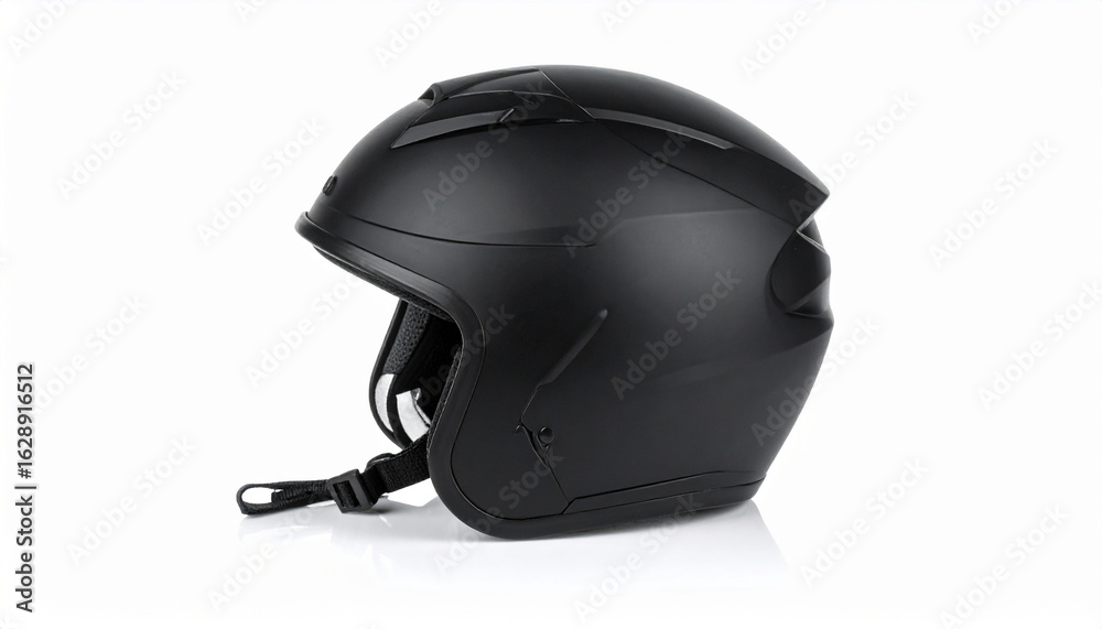 Fototapeta premium Close-up of a matte black motorcycle helmet on a white background