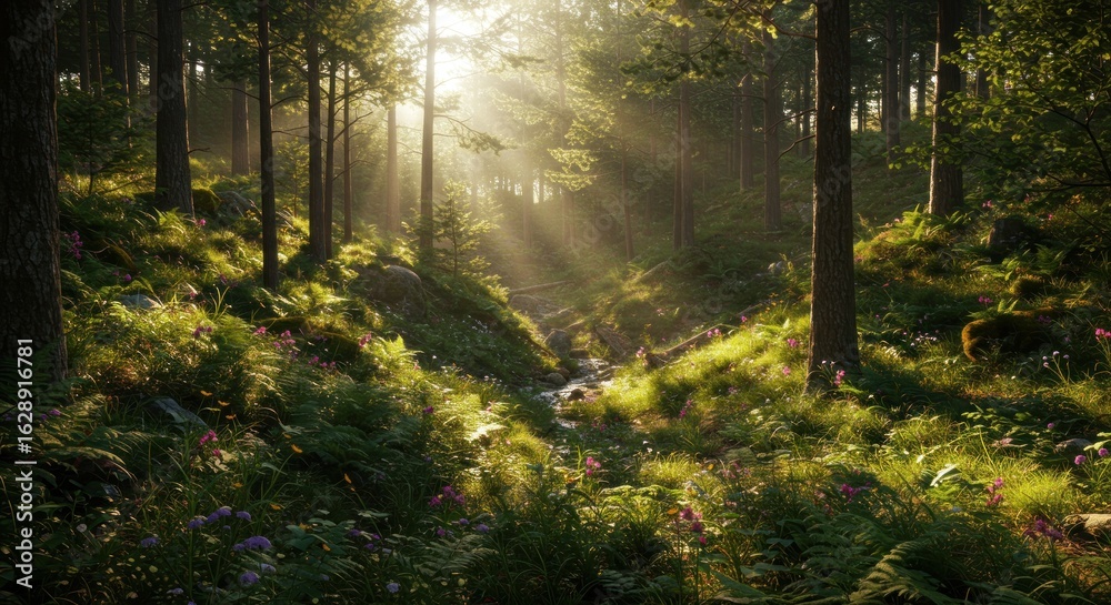 Obraz premium Sunlit Forest Path (4)