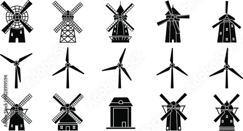 windmill, turbine, silhouette, energy, vector, icon, power, black, graphic, illustration, renewable, design, spinning, electric, cad, windmill icon, turbine vector, renewable energy, black silhouette,
