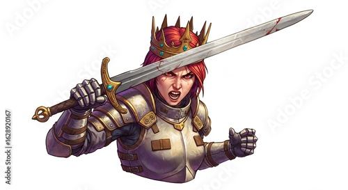 Female warrior in armor with sword